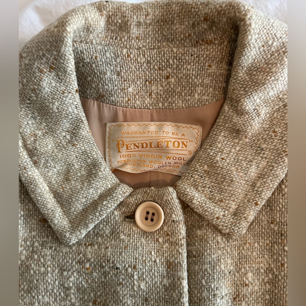Pendleton Beige Tweed Wool Coat
